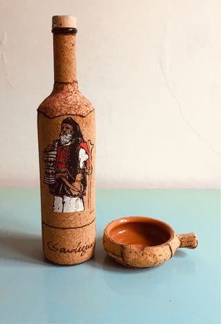 Set sardo bottiglia posacenere sughero