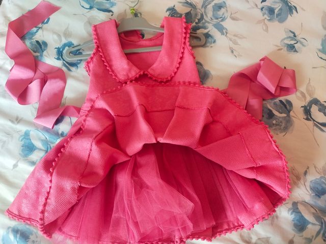 Vestido niña fiesta fucsia . Talla 4-5