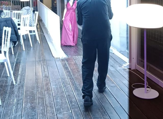 Bellissimo abito lungo fuxia scintillante tg S 