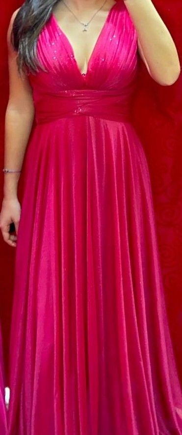 Bellissimo abito lungo fuxia scintillante tg S 