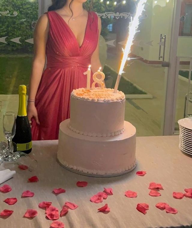 Bellissimo abito lungo fuxia scintillante tg S 