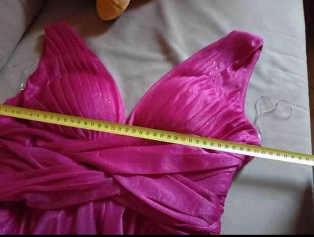Bellissimo abito lungo fuxia scintillante tg S 