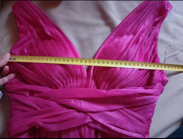 Bellissimo abito lungo fuxia scintillante tg S 