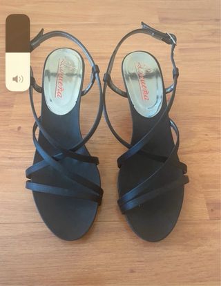 Sandalias de fiesta raso negro
