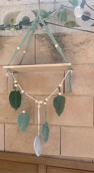 Balda madera y macramé boho chic nueva