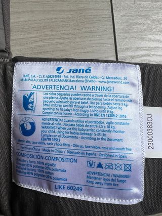 MOCHILA DE PORTEO PORTABEBES JANE LIKE
