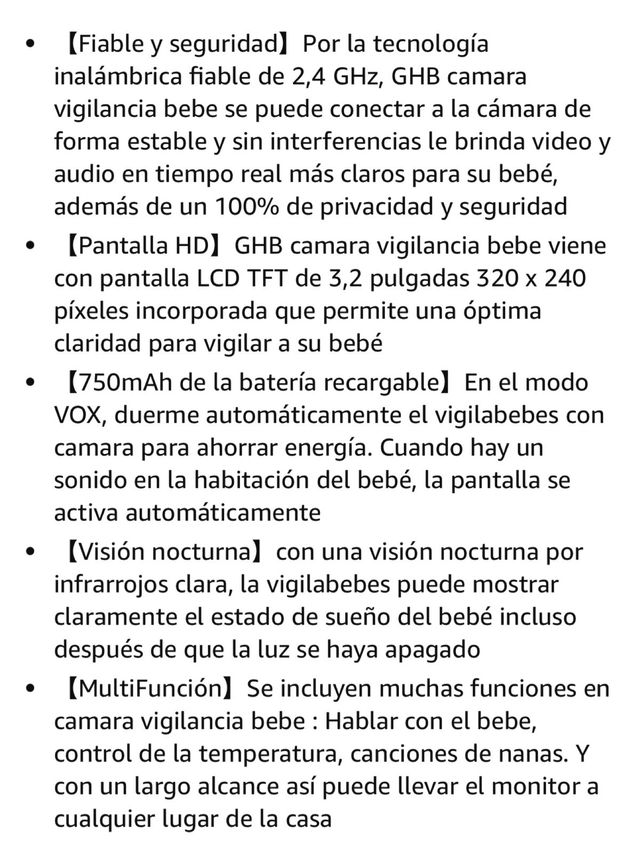 Cámara vigilancia bebé GHB