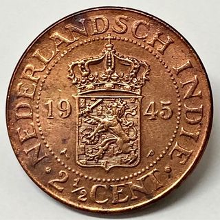 Moneda 2 1/2 centavos 1945 indias orientales