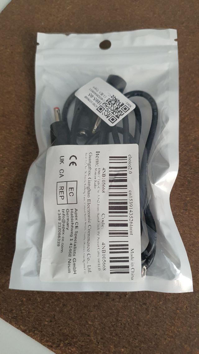 Cabo de alimentação USB C para conector