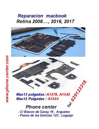 Reparación  MacBook  2008...., 2016, 2017