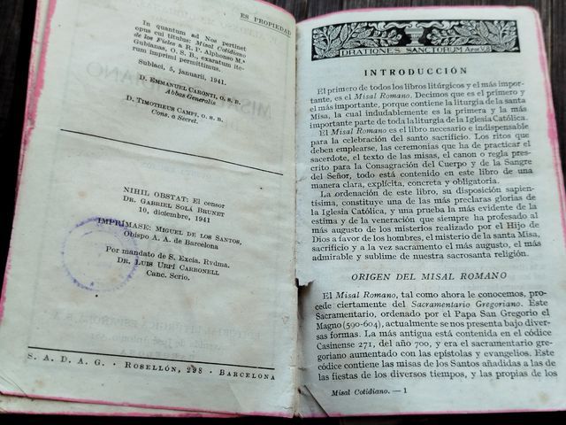 🇪🇸 1941 Misal Cotidiano de los Fieles ✝️📿