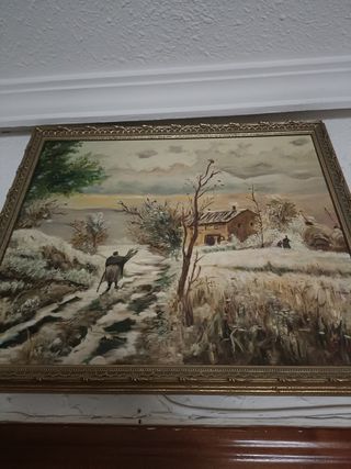 Lienzo con marco recolección en invierno