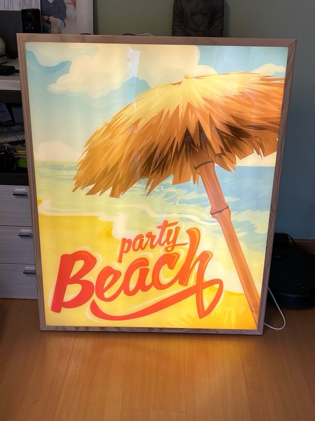 Party Beach - Quadro per auto retroilluminato a LED, 100 x 80