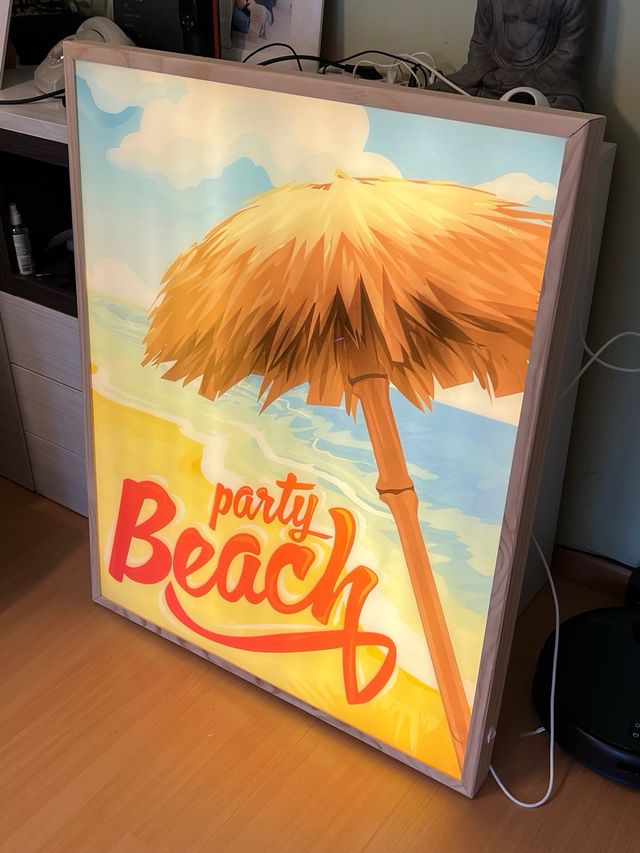 Party Beach - Quadro per auto retroilluminato a LED, 100 x 80