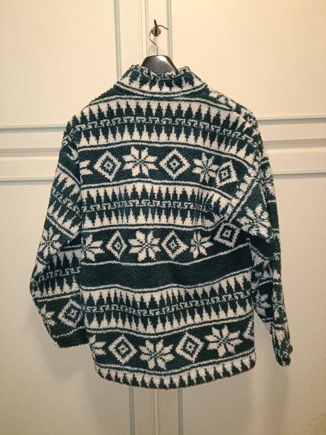 Maglione pile verde e bianco