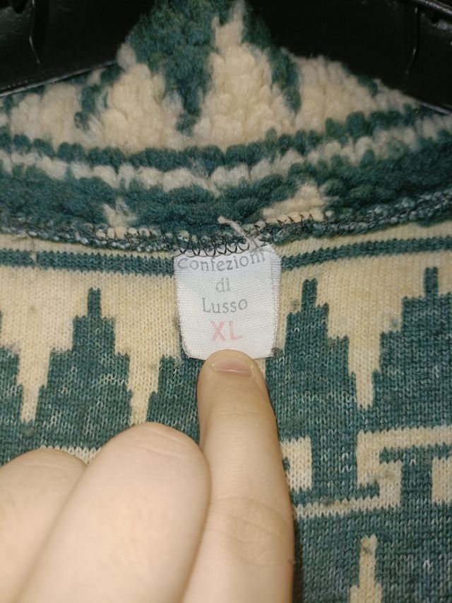 Maglione pile verde e bianco