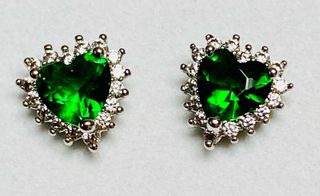 Pendientes con cromodiopsidos en plata de ley 925