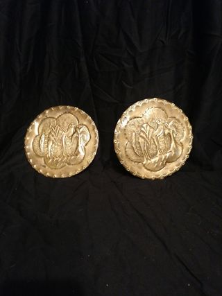 Coppia piatti da parete ottone vintage
