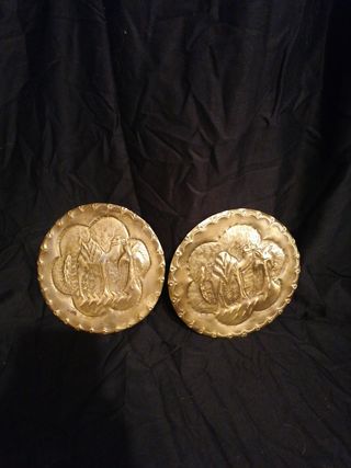 Coppia piatti da parete ottone vintage