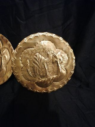 Coppia piatti da parete ottone vintage