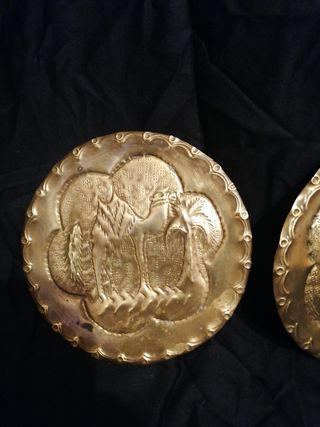Coppia piatti da parete ottone vintage