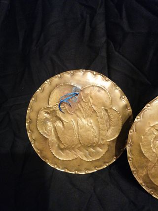 Coppia piatti da parete ottone vintage