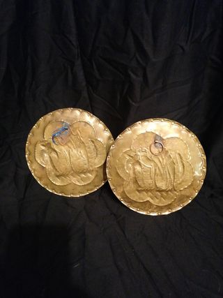 Coppia piatti da parete ottone vintage