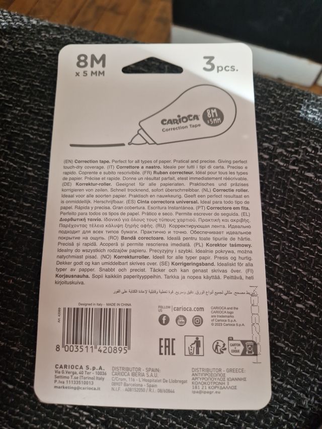 Cinta correctora carioca tipex