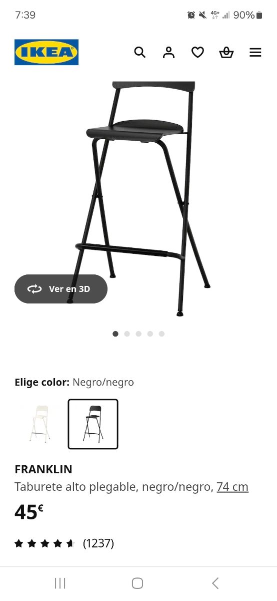 Mesa alta y 2 sillas plegables IKEA