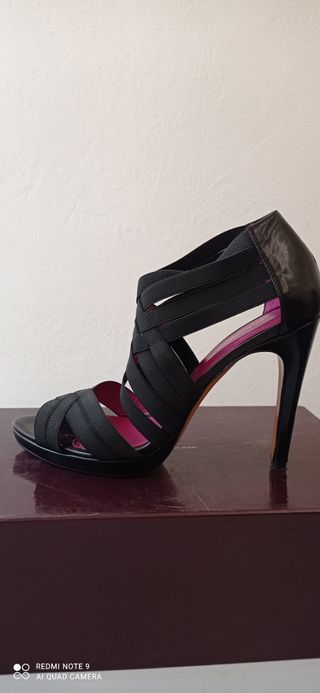 Sandali neri 38,5-39 vera pelle