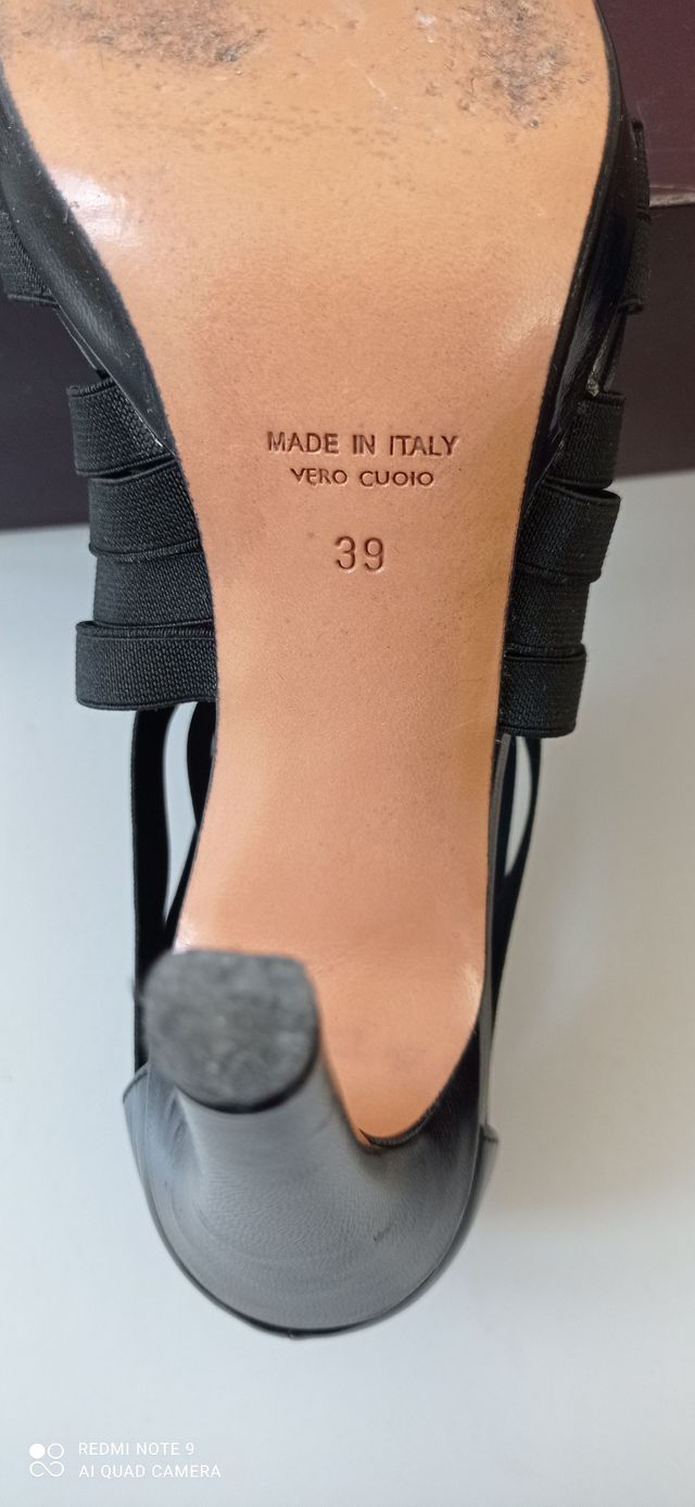 Sandali neri 38,5-39 vera pelle