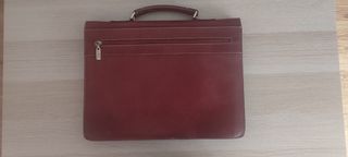 Maletín de piel marrón unisex