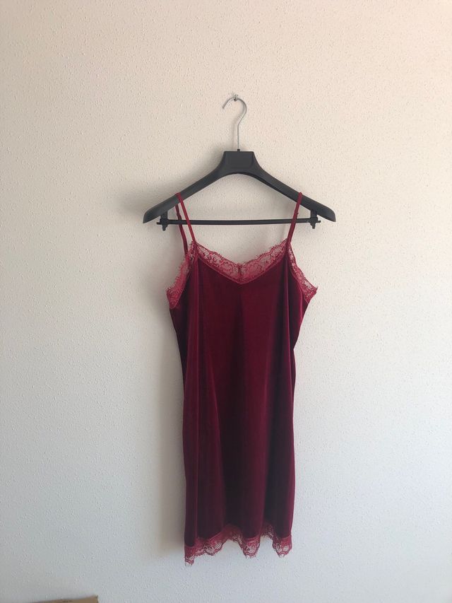 Vestido lencero elástico en terciopelo TU