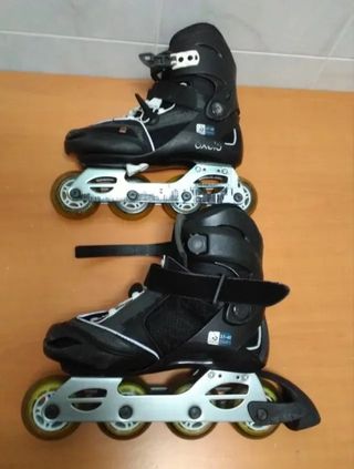 Patines en línea y bolsa, protecciones y