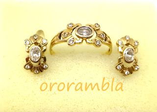 Juego pendientes y anillo oro 18k 
