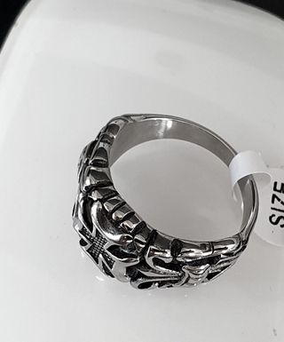 ANILLO ACERO CRUZ DE MALTA FLOR DE LIS