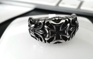 ANILLO ACERO CRUZ DE MALTA FLOR DE LIS