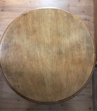 Mesa madera auxiliar redonda con cristal