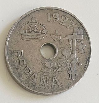 Moneda 25 céntimos de Peseta 1927 Madrid PC S