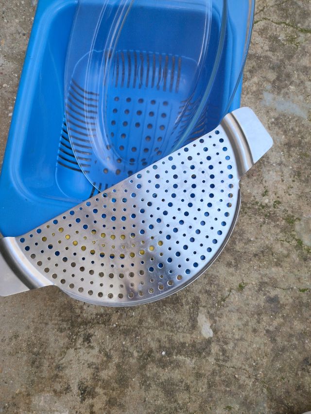 Lote Fuente de cristal y escurridores