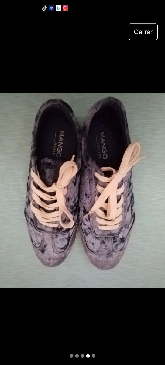 Zapatillas Mango terciopelo azul 38