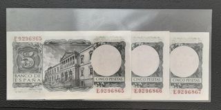 5 Pesetas 1954 Serie E (Trío correlativo SC-)