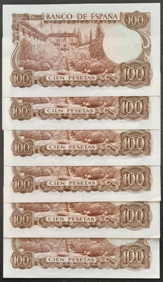 100 Pesetas 1970 (6 Correlativos ¡SC!) M. de Falla