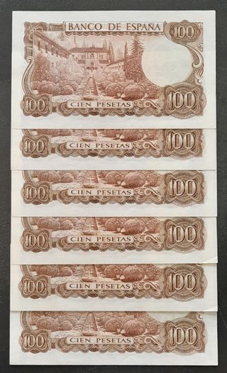 100 Pesetas 1970 (6 Correlativos ¡SC!) M. de Falla