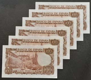 100 Pesetas 1970 (6 Correlativos ¡SC!) M. de Falla