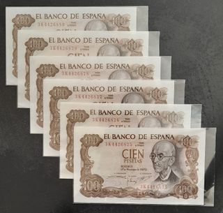 100 Pesetas 1970 (6 Correlativos ¡SC!) M. de Falla