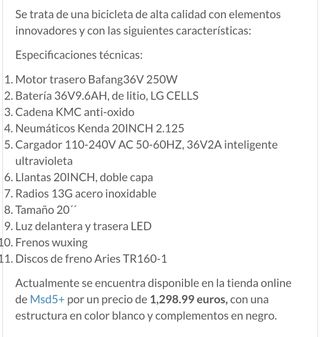 Bicicleta eléctrica de batería plegable.