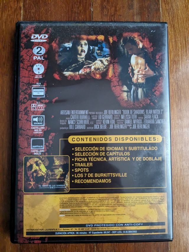 DVD película El libro de las sombras BW2 (3x10€)