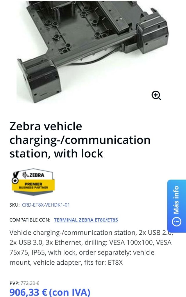 🆕 Estacion Zebra CRD-ET8X-VEHDK1-01