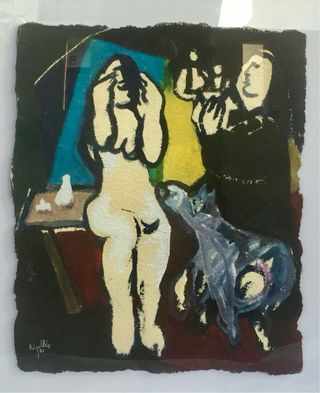 Pintura gouache / Cuadro Juan Ripolles 1986